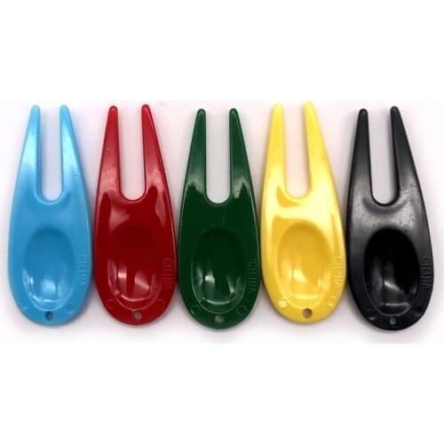Free shipping OEM logo ready to ship for only blank plastic golf ball marker golf pitchfork golf divot repair tool