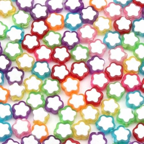 50pcs/lot 10mm Mixed Color Flower Acrylic Beads Loose Spacer Beads for Jewelry Making DIY Bracelet Necklace Beadwork Accessories