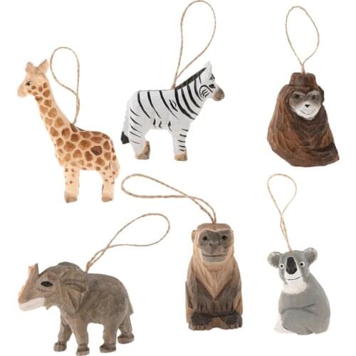 Wood Hanging Ornaments - Wood Animal Wildlife Sculpture Figurines Crafts for Home Wall Door Decor Crafts Ornaments