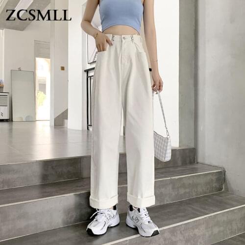 ZCSMLL Large Size Spring Autumn New Wide-leg Jeans Womens Loose Plus High-waist Straight-leg Black Dednim Long Pants