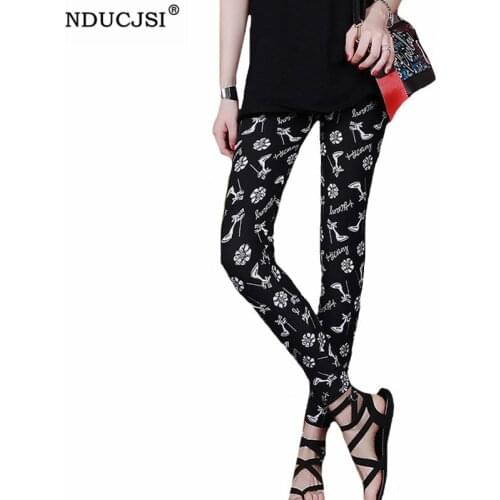 NDUCJSI Elastic Push Up Pencil Pants Polyester Women Legging Graffiti Cartoon Print Trousers Fitness Leggins