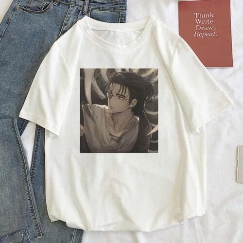 2021 Oversized T Shirt Japanese Anime Attack on Titan Womens T-shirt Levi Ackerman Eye Print Tops Short Sleeve Female T-shirt