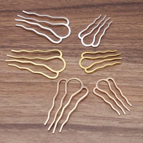 20 PCS 65*35mm Vintage Metal 4 Teeth Hair Combs Base 6 Colors Plated Brushed Hair Combs Base Setting For Women