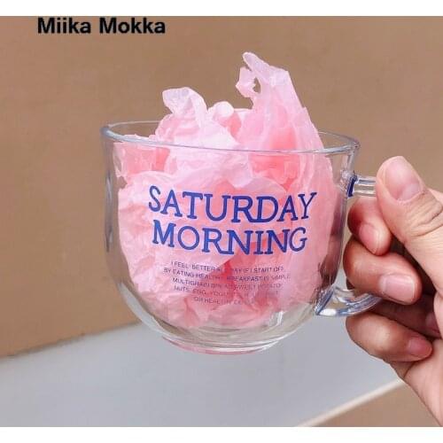 Korean Ins Cute English Alphabet Glass Student Anti-scalding Breakfast Milk Oatmeal Cup Large Capacity Glass