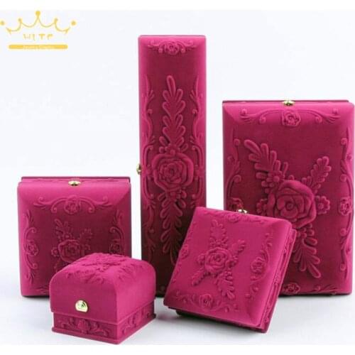 Rose Embossed Embossed Jewelry Box Ring Bracelet Necklace Pendant Jewelry Packaging Display Press on Nails Packaging Box