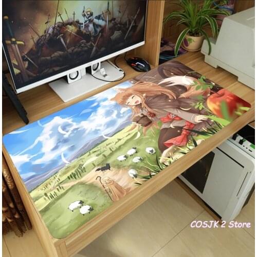 Anime Spice and Wolf Holo Lawrence Mouse Pad Thicken Desk Keyboard Pad Gaming Mice Mat Anti-Slip Playmat Cosplay Holiday Gift