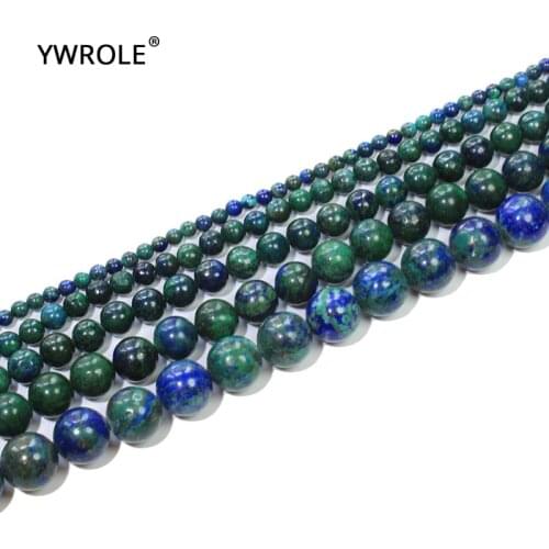 Wholesale Natural Chrysocolla Azurite Stone Round Loose Beads For Jewelry Making DIY Bracelet Necklace 4/6/8/10/12 mm Strand