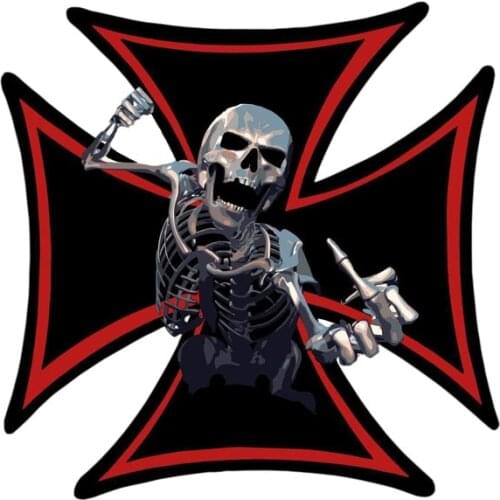 Personality Zombie Cross-skeleton Motorcycle Rider Death Skeleton Car Sticker Pvc Bumper Decorative Decals Waterproof 15cm*15 Cm