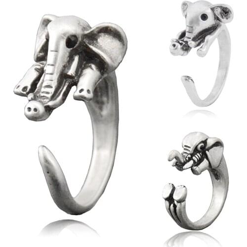 Fei Ye Paws 2 Colors Cute Elephant Metal Ring Men Antique Boho knuckles Midi Finger Animal Pet Ring Wedding Anel Ring For Girls