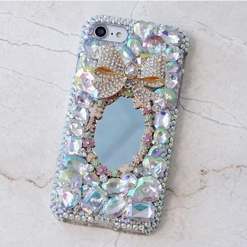 Hot 3D Makeup Light Mirror Flowers DIY Diamond Bling Capa Cases for Samsung Galaxy S21 S20 S10 S9 Plus Note 9 10 Lite 20 Ultra