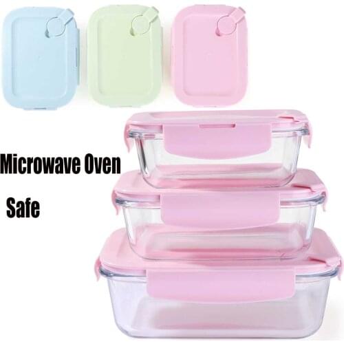 Multisize Extra Large Microwave Oven Safe Glass Food Storage Containers Lunch Box Airtight Lid Container Kitchen Tools