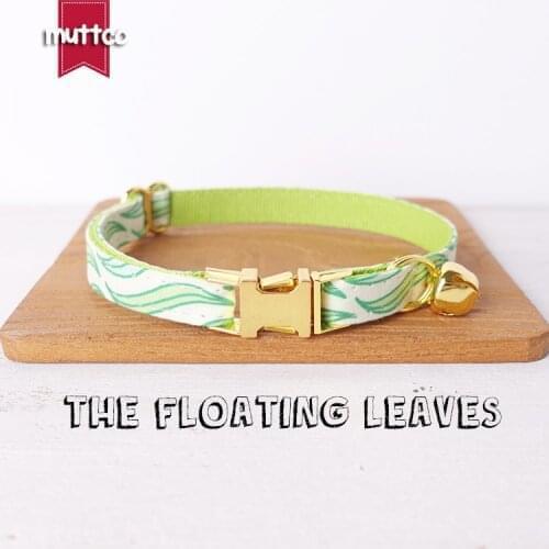 MUTTCO retail with platinum high quality metal buckle collar for cat THE FLOATING LEAVES design cat collar 2 sizes UCC092B