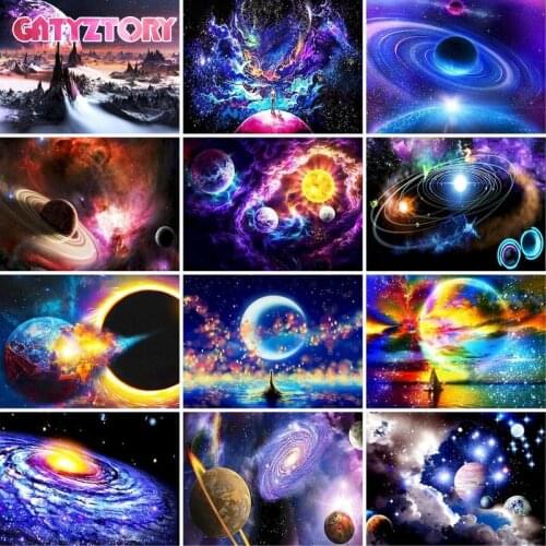 GATYZTORY Frame 60x75cm Diy Painting By Numbers Kit Planet Landscape Modern Wall Art Picture Handpainted Canvas Painting Gift