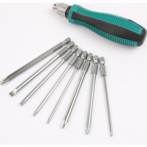 9pcs/set Precision Screwdriver Bit Set NO.8108 9 IN 1 Screwdrivers Kit Bag 8 Insert Bits+1pcs Rubber Handle Hand Tool Set