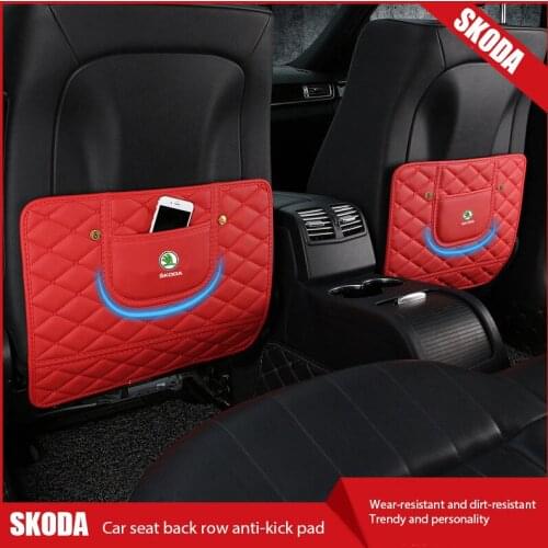 Car Seat Back Anti-Child-Kick Pads For Skoda Logo Octavia 2 A7 Tour RS Fabia 2 1 Rapid Kodiaq Superb Kamiq Interior Accessories