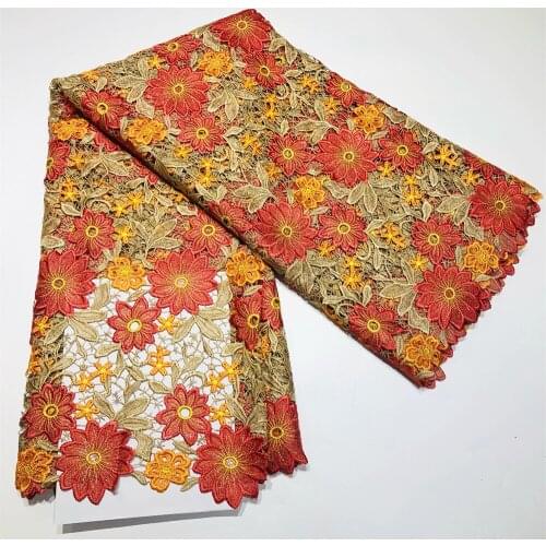 Nigerian Lace Fabric 2021 High Quality Lace Water Soluble Embroidered Fashion Soft Lace Fabric 5 Yards