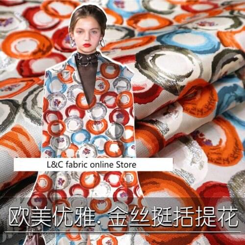 Europe and America autumn and winter three-dimensional gold yarn-dyed jacquard dress windbreaker jacket suit clothing fabric