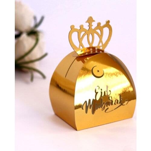 Gift Box 10Pcs/Lot Candy Packaging Boxes Crown Carton Reflective Gold Wedding Party Birthday Christmas Baby Shower Gifts Storage