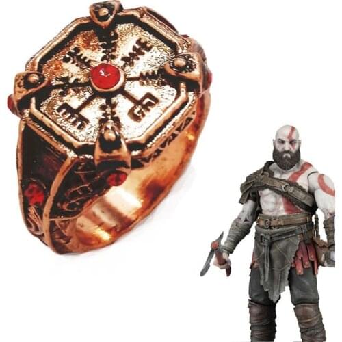 Hot Game God of War Rings Kratos Ares the Retro Snowflakes Rings for Man Cos Fashion Jewelry Accessories Halloween Gift
