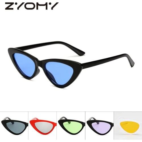 Q Fahionable Brand Design Cat Eye Sun Glass Female Vintage Eyewear Geometry Shape Small Frame Clear Lenses Retro Glasses Uv400