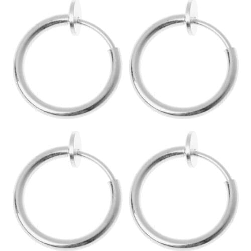 4Pcs Clip on Fake Earrings Hoop Non-pierced Nose Rings Lip Ear Clip Body Jewelry