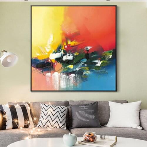 Nordic decor expressionist art abstract canvas painting texture hand painted colourful wall art pictures living room home decor