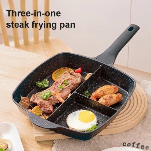 3-in-1 Frying Pan Crepe Maker Thickened Omelet Pan Non-stick Egg Steak Ham Pancake Tamagoyaki Kitchen Cooking Breakfast Maker