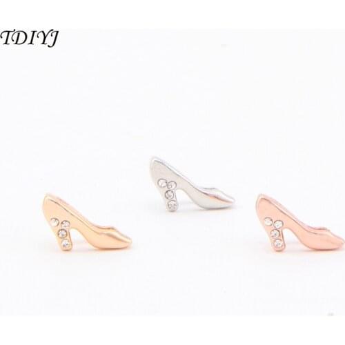 TDIYJ Jewelry 6Pcs Hot Sale Crystal Women High Heel Keeper Slide Bead Charms for Genuine Leather Charm Bracelet