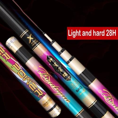 3.6M-7.2M Carbon Fiber Fishing Rod Ultra Light Super Hard Wild Fishing Rod 28H Telescopic Table Fishing Rod Fishing Tool