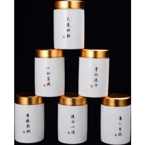 WSHYUFEI Hand Painted Ceramic Tea Cans Jingdezhen Handmade tea box Mini Portable Sealed Jar Spice tea ointment container