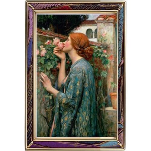 Smell roses Women flower beautiful Needlework Cross stitch Stylish for Embroidery kits,Patterns Cross-Stitching,DIY Handmade