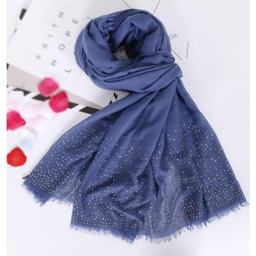 Women High Quality Plain Beads Fringe Viscose Shawl Scarf Oversize Warm Shawl Autumn Winter Muslim Hijab All Match Pashmina Wrap