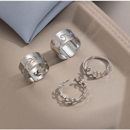 ZOVOLI Trendy Silver Flame Love Rings For Women Men Lover Couple Rings Set Friendship Engagement Wedding Open Rings 2021 Jewelry