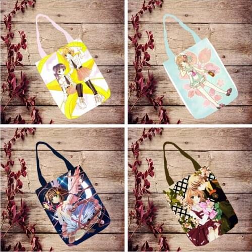 1PCS Cardcaptor Sakura Fashion Anime Canvas Shoulder Bags Casual Shopping Bag Tote Handbag Travel Unisex New Gifts