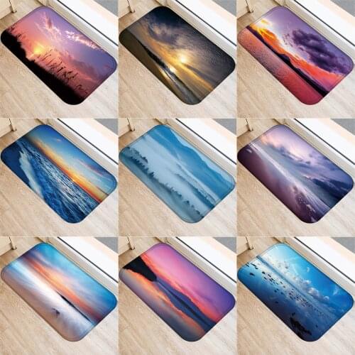 1 Pcs Floor Mats Pattern Landscape Sunset Printed Bathroom Kitchen Carpets Doormats Floor Mat for Living Room Anti-Slip Tapete