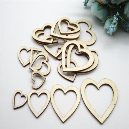 20pcs 20-50mm Natural Mixed size heart have hole bookmark Pattern Art Collection Handmade for Home DIY decoration