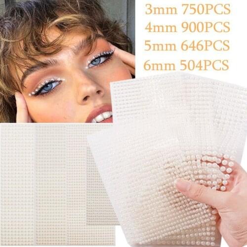 3D Pearl Face Jewels Eyeshadow Stickers Self Adhesive Face Body Eyebrow Diamond Nail Stickers Makeup Tools Decor 3mm/4mm/5mm/6mm