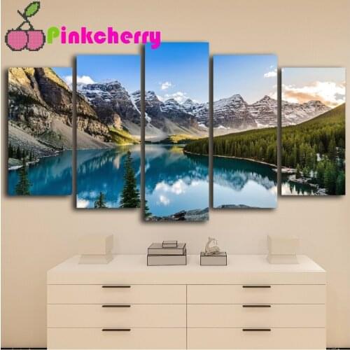 Moraine Lake And Mountain diamond painting,full,square,round diamond embroidery 5 Panel,mosaic diamond diy handwork k1249