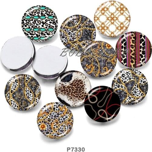 Chain Leopard Pattern 12mm18mm 20mm Snap button jewelry DIY Bracelet Round photo glass cabochons P7330