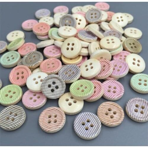 DIY 100pcs 4 hole Wood Buttons Fit Sewing Mix Lots scrapbook Decorative 15mm