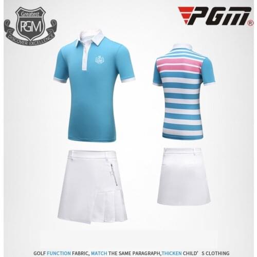 Children Short Sleeve Training T-Shirt +Short Skirt Gilrs Shirt Suits Summer Tennis Golf Sportswear Fit Clothes Set AA60485