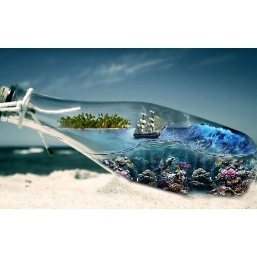 KAMY YI Drifting Bottle Sailing Boat Scenery 3D Diy Accessories Diamond Painting Photo Embroidery Mural European Home Decor