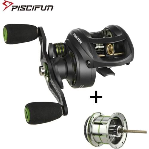 Piscifun Phantom+spool Fishing Reel Carbon Fiber Ultralight 162g Dual Brake 7.7kg Max Drag 7.0:1 Gear Lake Baitcasting Reel