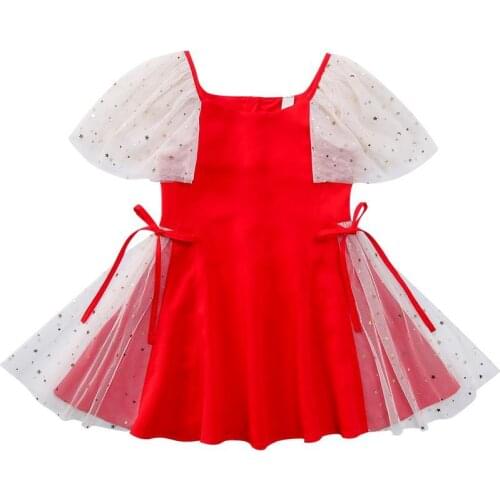 Girl Splicing mesh lace princess dresses 2020 New Spring summer new baby children kids casual stitching birthday party dresses