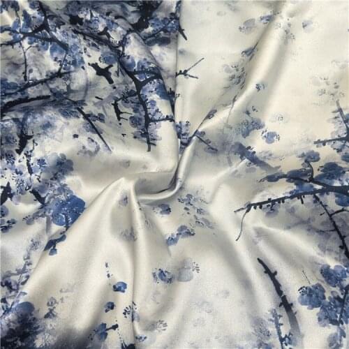 1 Meter New High-end Chinese Style Stretch Plum Silk Fabric Mulberry Summer Dress Cheongsam Clothing