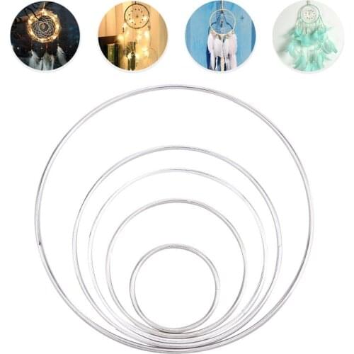 5Pcs/Set 50/80/100/120/160mm Fashion Iron Ring Metal Hoops Dreamcatcher Supplies Metal Craft Hoops DIY Accessory Silver/Gold