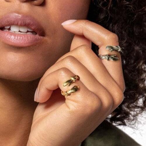 Cute Thorns Love Hug Ring Creative Gold Silver Color Adjustable Open Couple Rings for Women Men Fashion Lovers Jewelry Gift