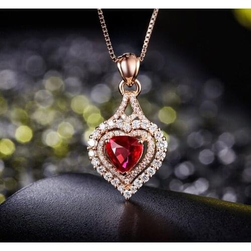Fashion Romantic Heart Pendant Necklace Inlay Full Red White Zircon Luxury Jewelry For Women Wedding Best Anniversary Gifts