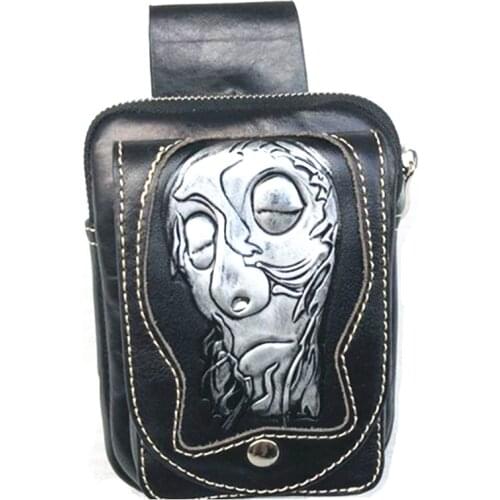 Motorcycle Really leather Side Bag Tool Bag Saddlebag Storage For Honda kawasaki Yamaha Suzuki Cafe Racer Old School