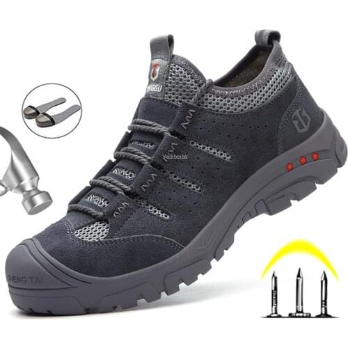 Mens Boots Steel Toe Safety Shoes Work Boots Breathable Working Shoes Men Safety Boots Puncture-Proof Work Shoes Sneakers Man
